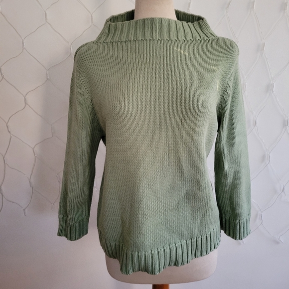 Jones New York Mock Neck Sweater / Split Pea Green / Size XL - Picture 1 of 5